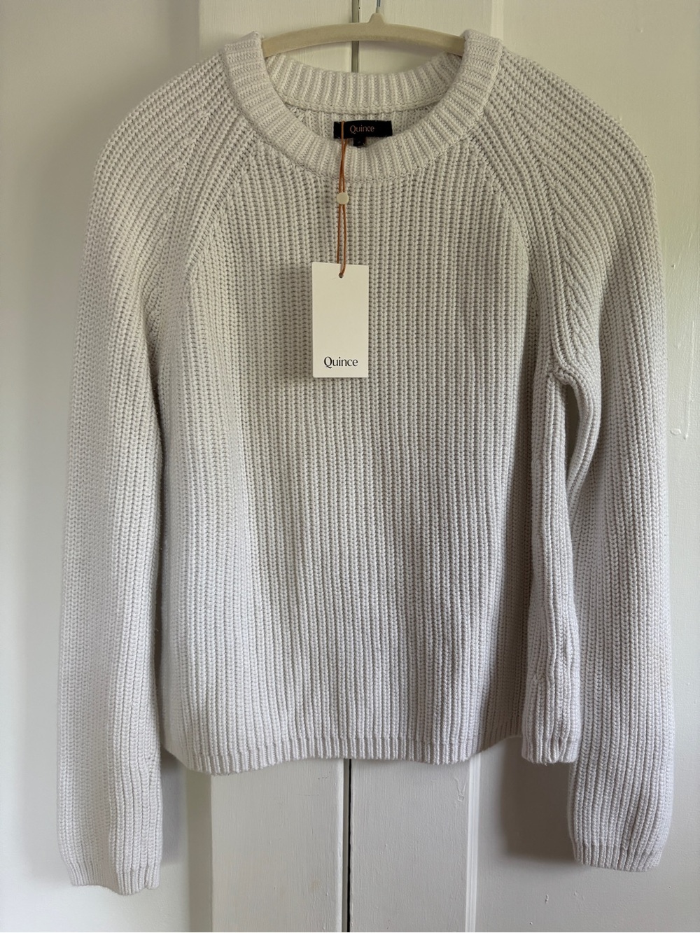 Quince Cream Ribbed Crewneck Sweater